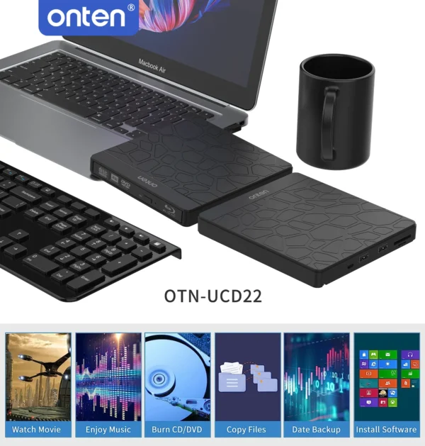 Externes Blu-ray/DVD/CD-Laufwerk – Onten OTN-UCD22