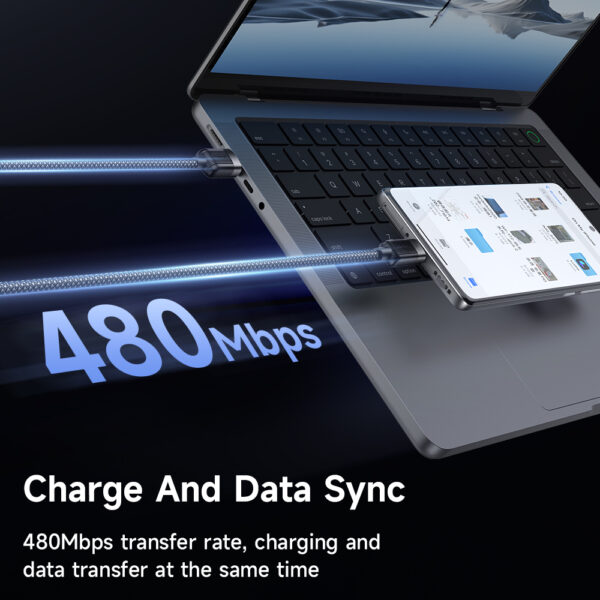 Transparente USB-A-zu-USB-C-Ladekabel Mcdodo CA-5650 mit grünem LED-Licht, magnetischem Design, 6A Schnellladung – 1,2 Meter