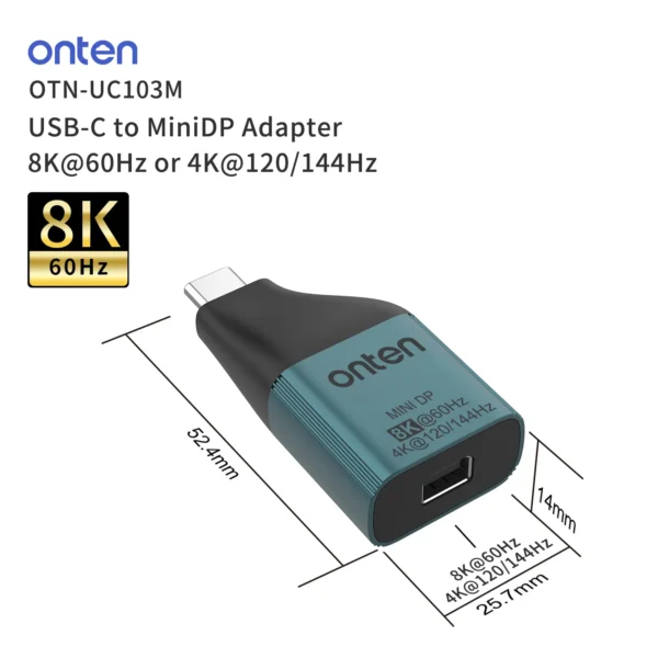 USB-C-zu-Mini-DisplayPort-Adapter – 8K-Ausgabe – Onten OTN-UC103M