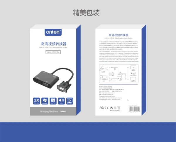VGA auf HDMI + VGA + Audio + USB 3.0 Adapter – Onten OTN-5138HV