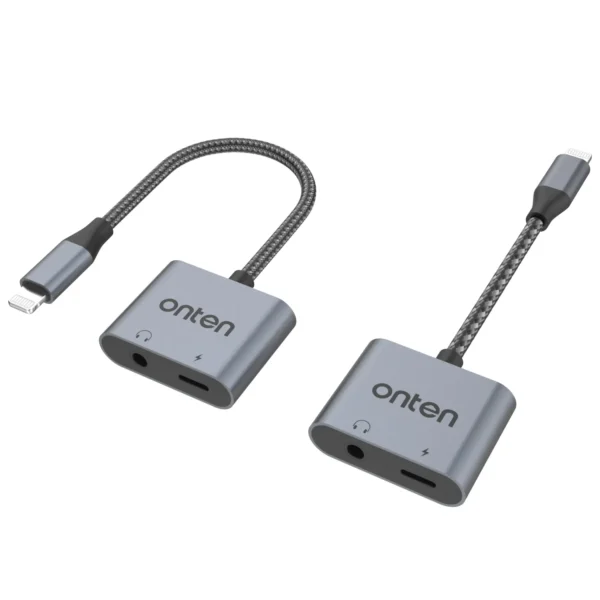 2-in-1 Lightning zu 3,5mm Audio + Ladeadapter – Onten OTN-132