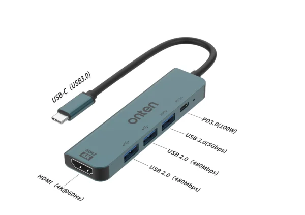 5-in-1 USB-C Multiport Docking Station – Onten OTN-UC907