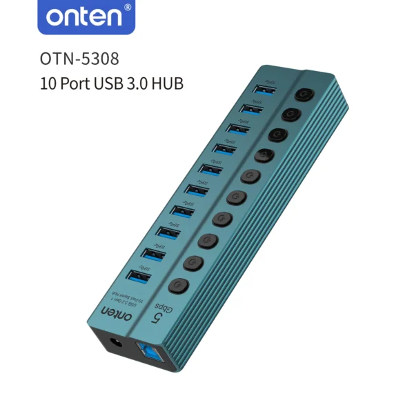 10-Port USB 3.0 Hub mit Einzelschaltern – Onten OTN-5308