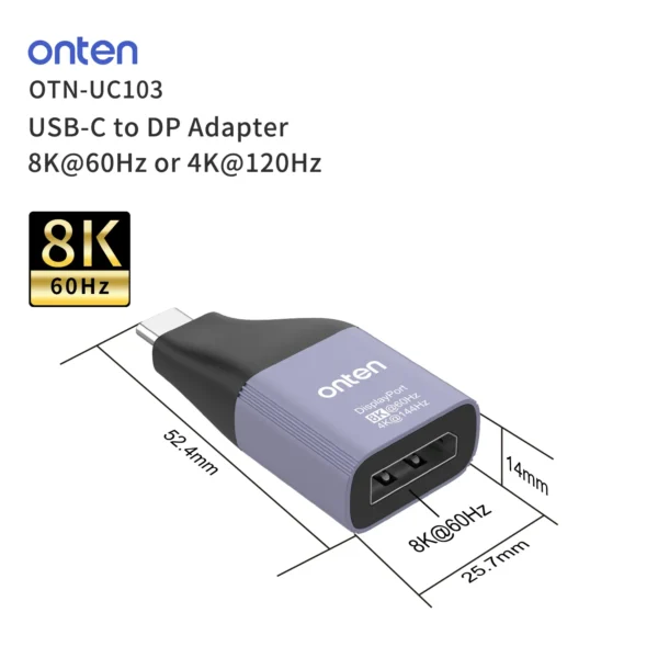 USB-C auf DisplayPort Adapter – 8K@60Hz – Onten OTN-UC103