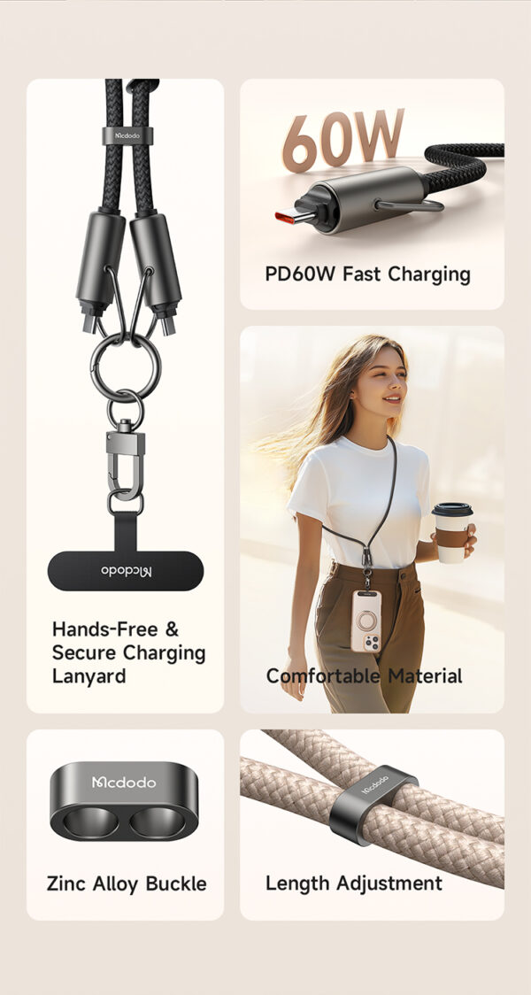 USB-C zu USB-C 60W Lanyard Ladekabel 1,2 m – Mcdodo CA-683