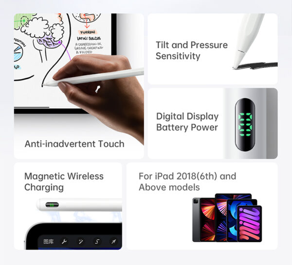 Digitaler Stylus-Stift mit Displayanzeige – für iPad – mit magnetischem Ladekabel – Mcdodo PN-8922