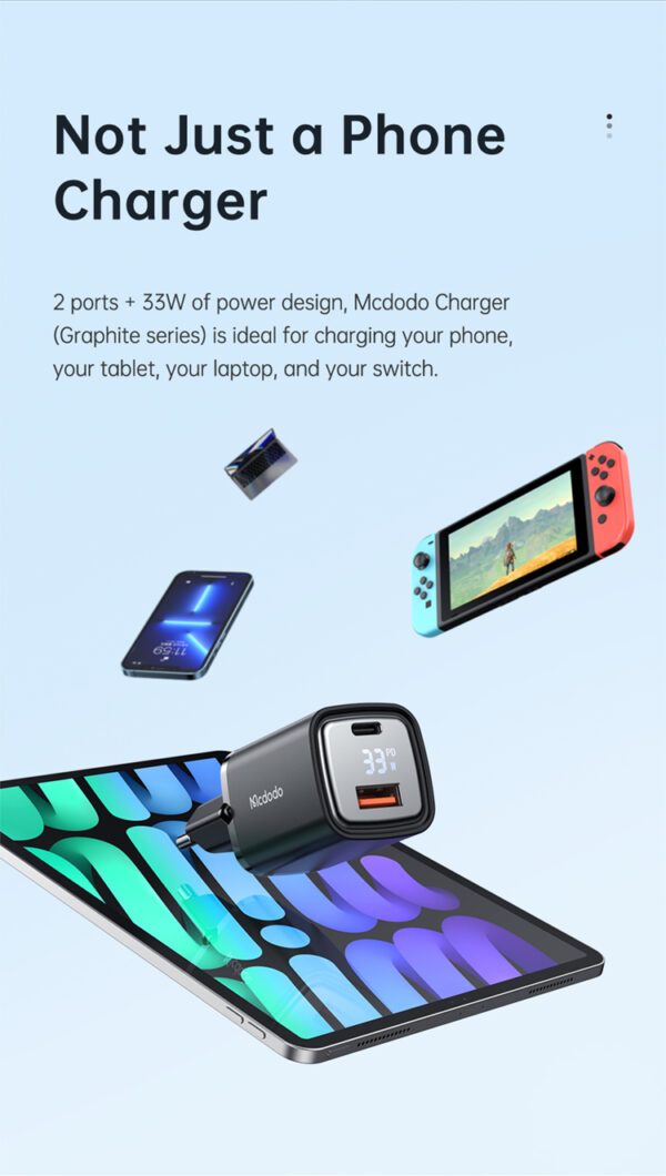 33W Digitales Schnellladegerät mit Dual-Port – Mcdodo CH-1701