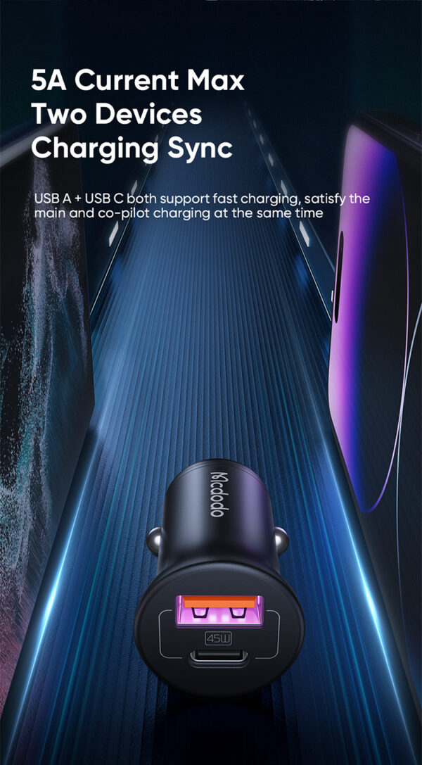 45W Auto-Schnellladegerät mit USB-A & USB-C – Mcdodo CC-2680