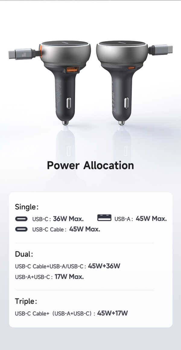 80W Kfz-Ladegerät mit integriertem USB-C-Kabel - Mcdodo CC-4850