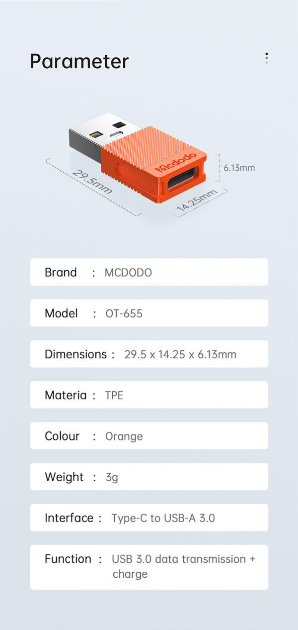 Type-C zu USB-A 3.0 Konverter – Mcdodo OT-6550