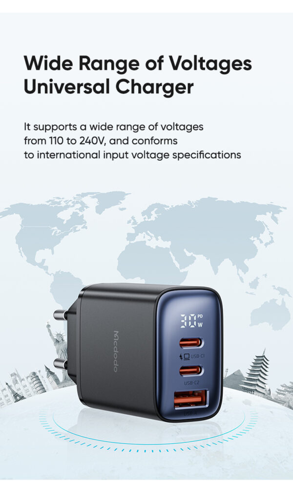 3-Port Digitaler Schnellladeadapter 30W – Mcdodo CH-2180