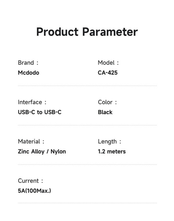 Transparentes USB-C-zu-USB-C-Ladekabel mit 100W Leistung – Mcdodo CA-4250