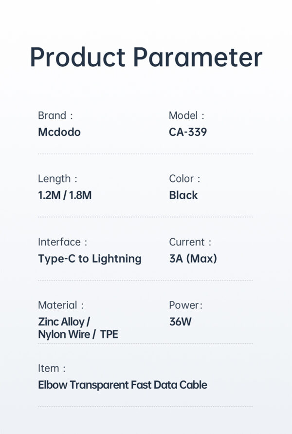 90° USB-C auf Lightning Schnellladekabel 1.2 M – Mcdodo CA-3390