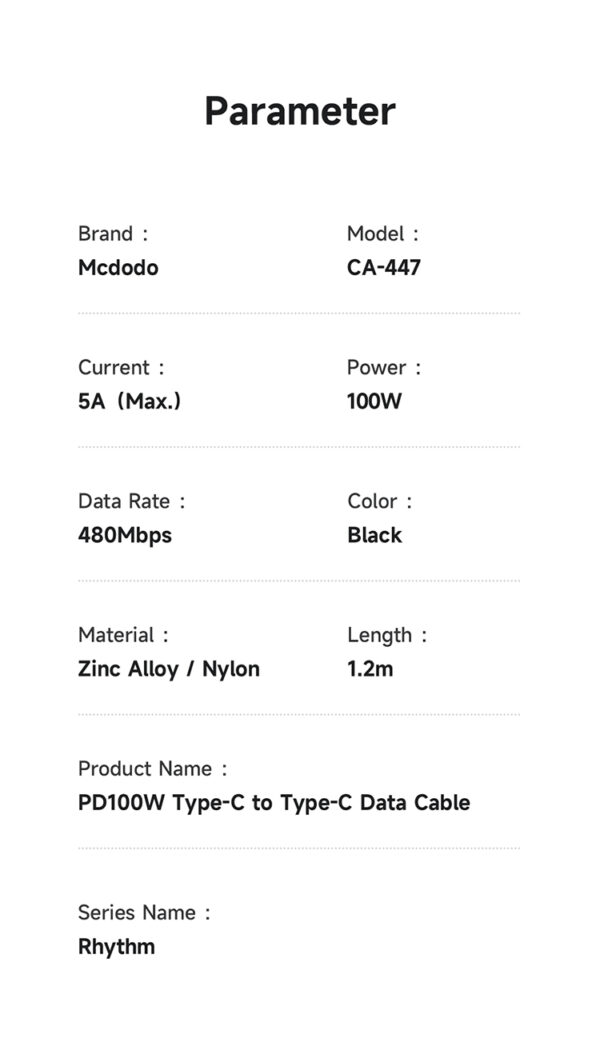 USB-C zu USB-C Ladekabel mit LED-Anzeige, 100W, 1.2m, 5A – Mcdodo Modell CA-4470