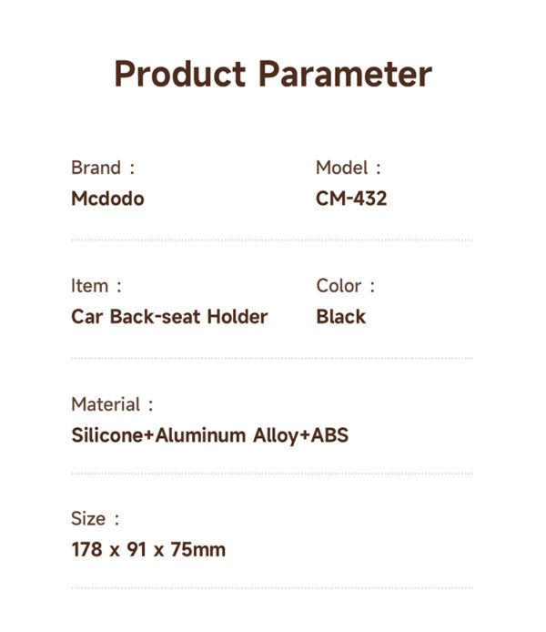 Kopfstützen-Halterung für Tablet und Handy – Mcdodo CM-4320