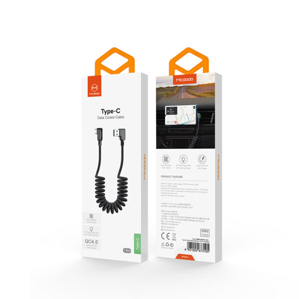 USB-A-zu-Typ-C Spiralkabel 1,8 m – Mcdodo CA-7310