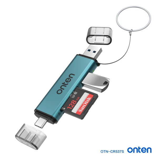 Dualer Kartenleser mit USB-C & USB-A, SD/TF Unterstützung & USB 3.0 Hub - Onten OTN-CR537S