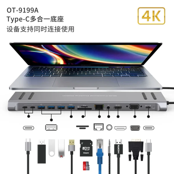 USB-C Dockingstation 14-in-1 Onten OTN-9199A