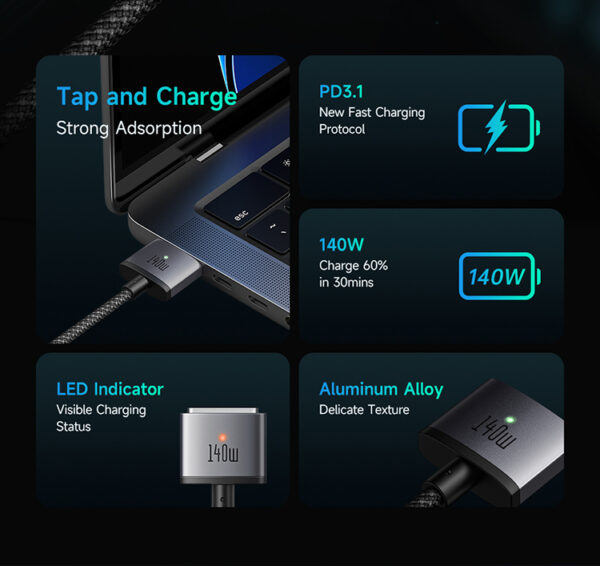 Magnetisches USB-C-zu-Magsafe-3-Ladekabel 140W, 2 Meter - Mcdodo CA-1470