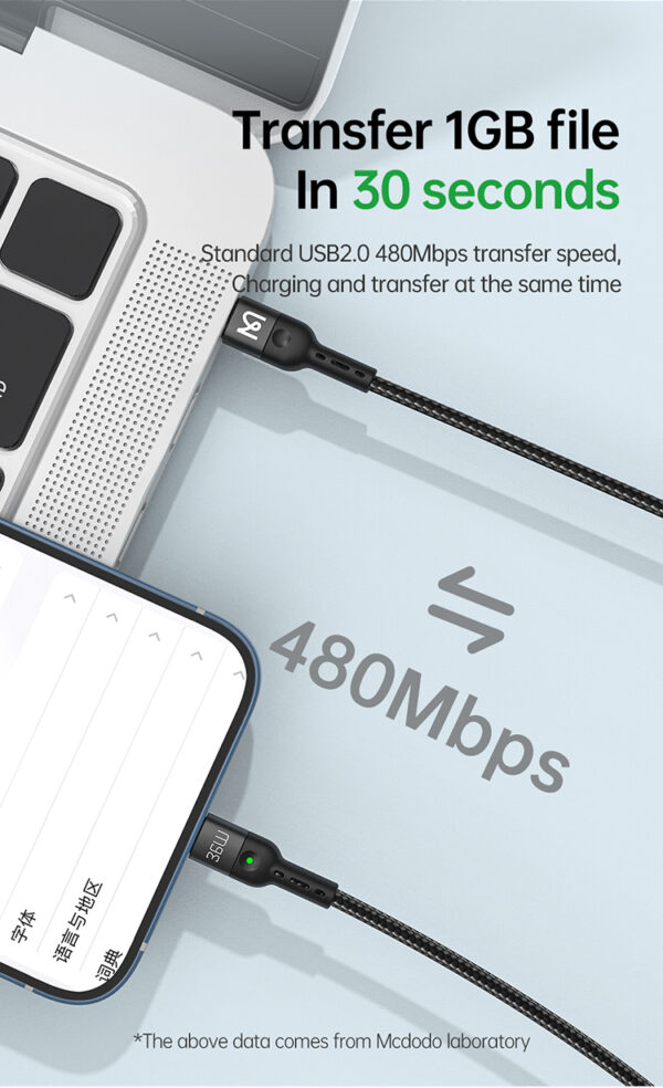 Spiralkabel USB-C auf Lightning 1,8 M - Mcdodo CA-1960