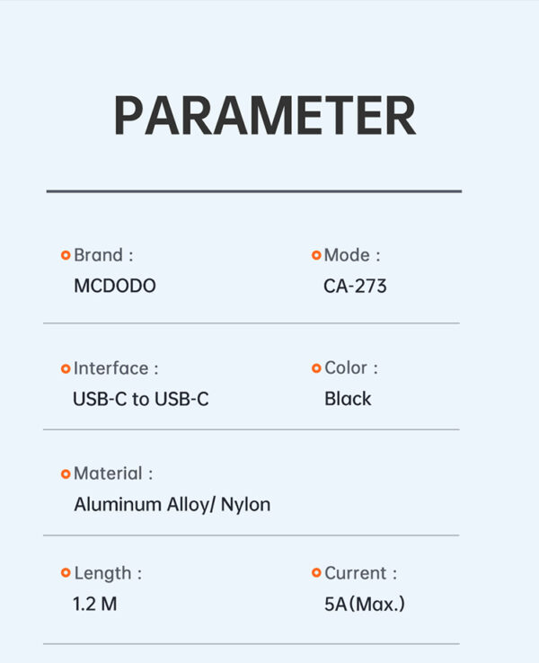 USB-C auf USB-C Kabel 1.2m, 100W - Mcdodo CA-2730