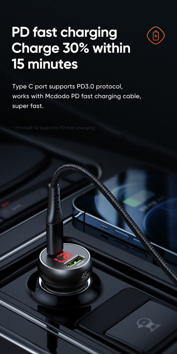 45W Digitaler Auto-Ladegerät mit Display – Mcdodo CC-7030