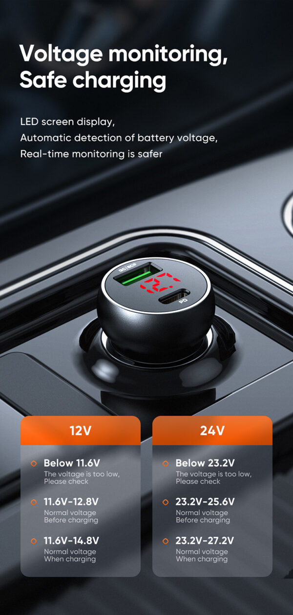 45W Digitaler Auto-Ladegerät mit Display – Mcdodo CC-7030