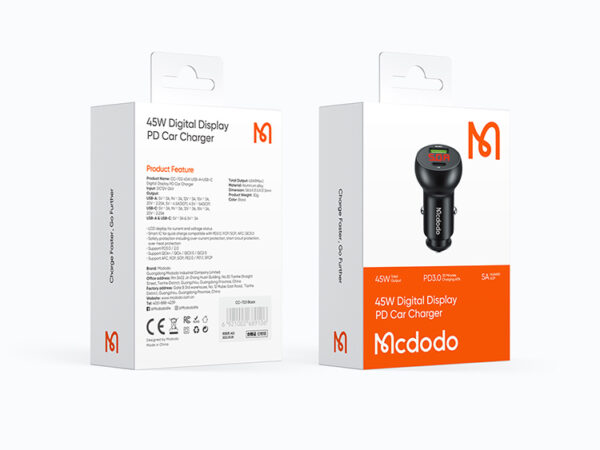45W Digitaler Auto-Ladegerät mit Display – Mcdodo CC-7030