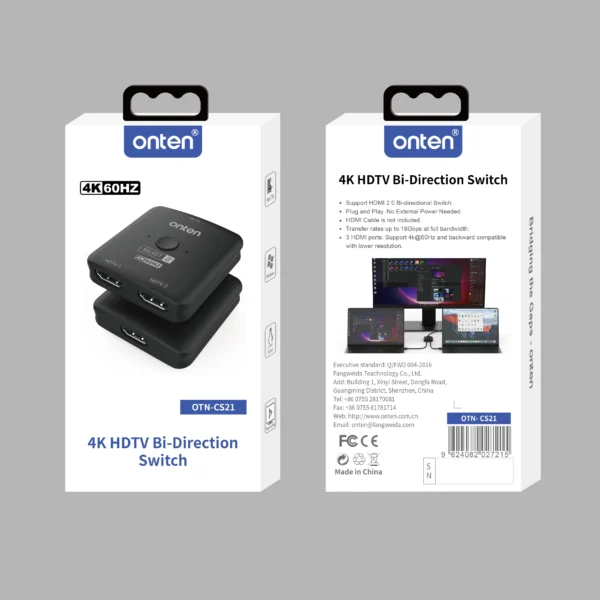 HDMI-Umschalter beidseitig 4K – Onten OTN-CS21