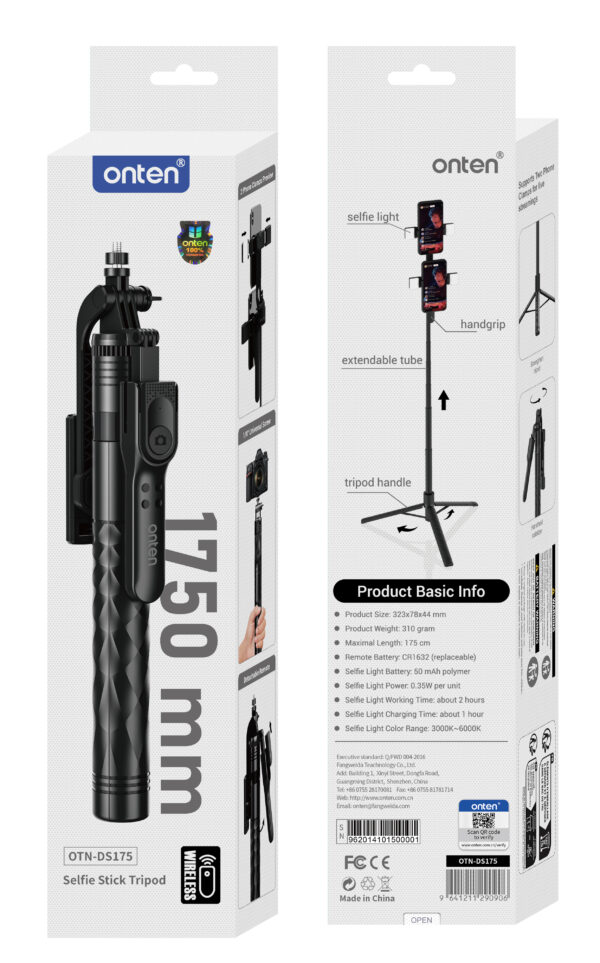 Selfie-Stick mit Stativ und Licht – Onten OTN-DS175