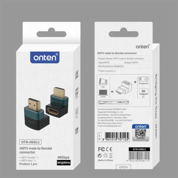 HDMI-Winkeladapter (Stecker zu Buchse, 90°) – Onten OTN-HD811