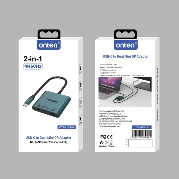 USB-C zu Dual Mini DisplayPort Adapter – Onten OTN-UC916