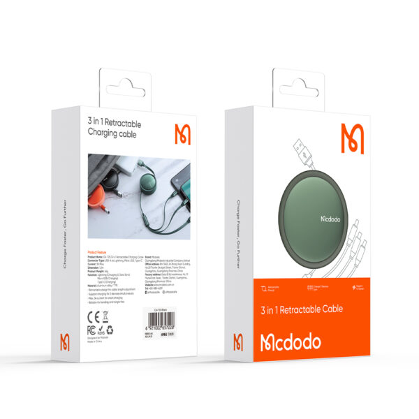 3-in-1 Aufrollbares Ladekabel 1.2m – Mcdodo CA-7256