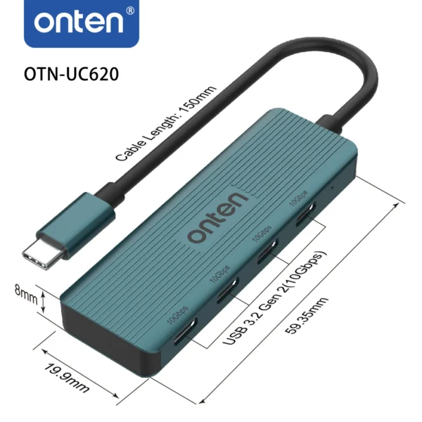 USB-C zu 4-Port USB 3.2 Gen 2 Hub – Onten OTN-UC620
