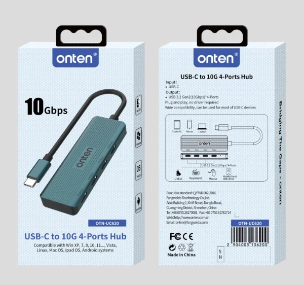 USB-C zu 4-Port USB 3.2 Gen 2 Hub – Onten OTN-UC620