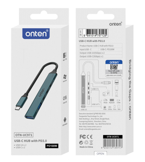 USB-C Hub mit PD 100W – Onten OTN-UC971