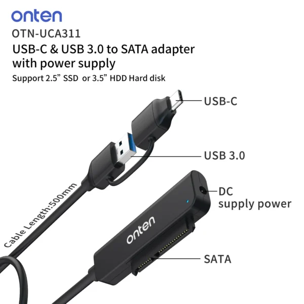 USB-C & USB 3.0 zu SATA Adapter – Onten OTN-UCA311