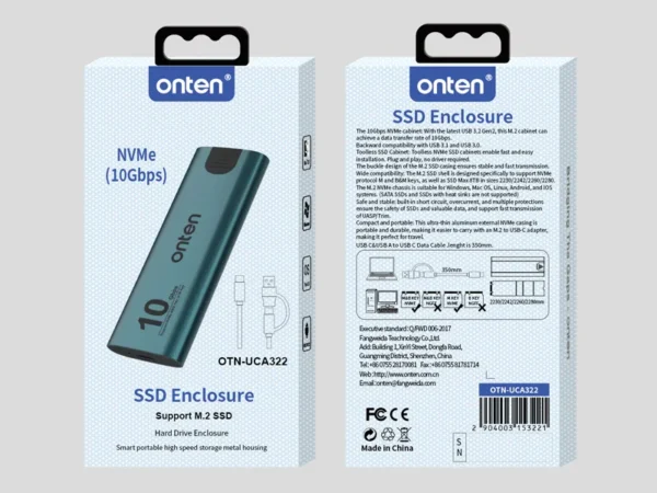 SSD-Gehäuse mit NVMe-Unterstützung – Onten OTN-UCA322