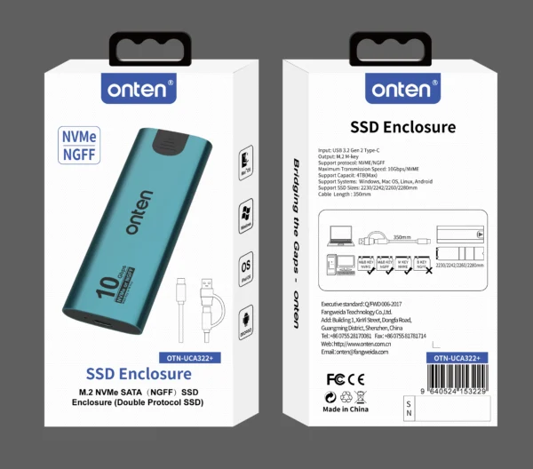 SSD-Gehäuse mit NVMe- und NGFF-Unterstützung – Onten OTN-UCA322+