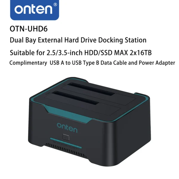 Dual-Bay Dockingstation für externe Festplatten – Onten OTN-UHD6