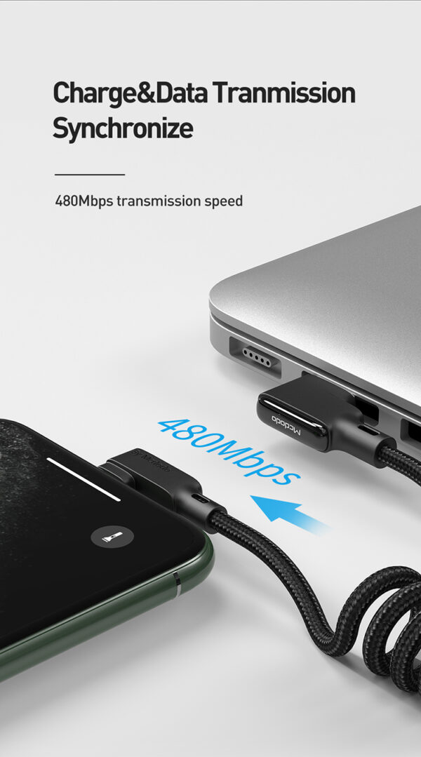 USB-A auf Lightning Spiral 1,8 m Datenkabel - CA-7300