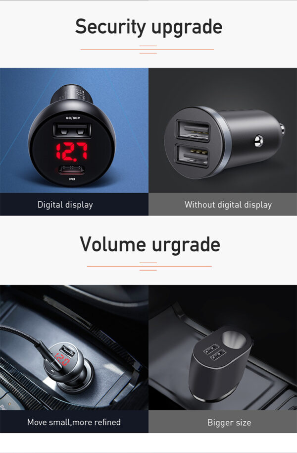 30W Auto-Ladegerät mit Digitalanzeige (PD + 5A Fast Charge) - Mcdodo CC-6810