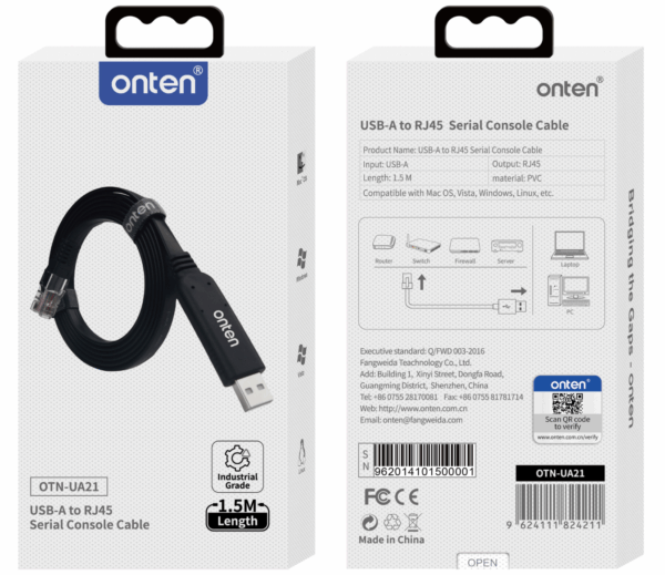 USB-A auf RJ45 Serial Console Kabel 1,5 m – Onten OTN-UA21