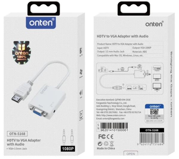 HDMI-zu-VGA-Adapter mit Audio – Onten OTN-5168