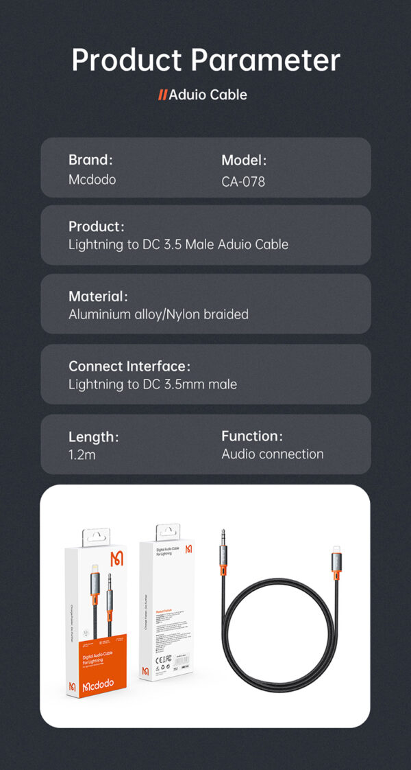 Audio-Kabel Lightning zu 3.5mm 1.2m – Mcdodo CA-0780