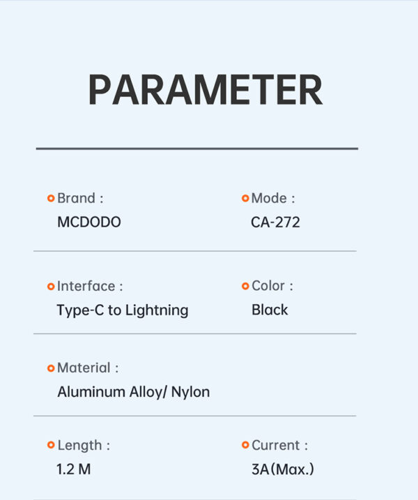 USB-C auf Lightning Kabel – 1.2 m, 60W Unterstützung, PD 36W für Apple - Mcdodo CA-2720