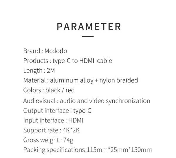 Typ-C-zu-HDMI-Kabel 2m - Mcdodo CA-5880