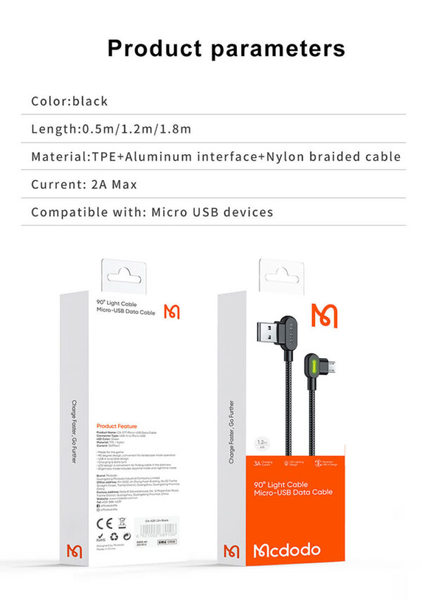 Micro-USB Ladekabel mit 90° Winkel – 1,8 m - Mcdodo CA-5772