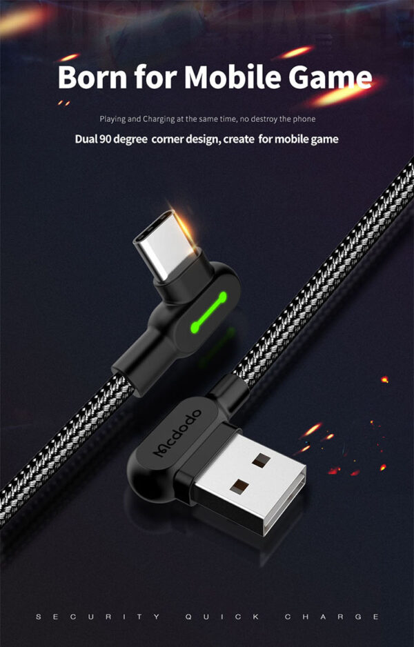 USB-A to Type-C 90° Fast Charging Cable 1.8m – Mcdodo CA-5282