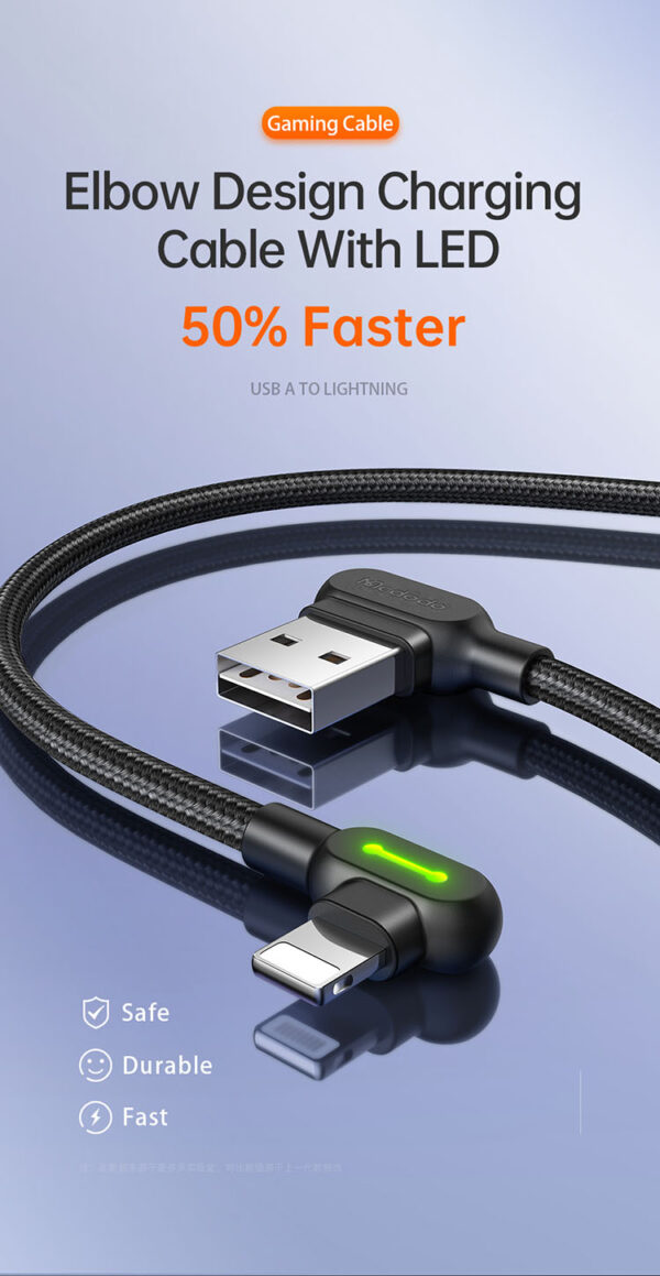 Lightning-Ladekabel mit 90°-Winkel und LED-Anzeige 1.8m– Mcdodo CA-4673